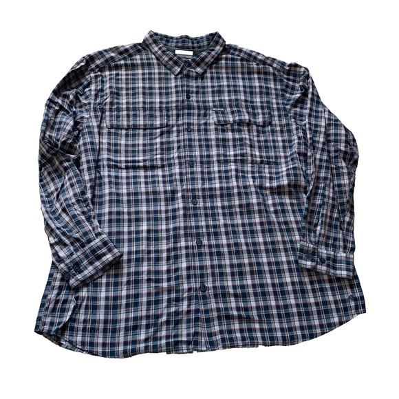 Columbia Omni-Wick Long Sleeve Plaid Midweight Button Up Shirt Men's XXL - Picture 1 of 5
